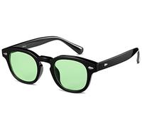 Gtand Occhiali da sole unisex vintage retrò rotondi tondi per uomo e donna alla moda circolari 46 mm, C09 Cornice nera/Lenti colorate verdi, 46 mm