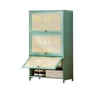 GTATBTG Scarpiera organizer con ante ribaltabili, scarpiera a 5/7/9/11 ripiani, scarpiera in rattan con ripiani regolabili, verde, per armadio, corridoio, camera da letto, ingresso