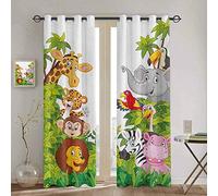 GTBDWOSN® Tende Stampate 3D Cartoon Zoo Giungla Animale Oscuranti, Poliestere Camera da Letto Termiche Isolanti, Risparmio Energetico E Riduzione del Rumore 300X280 Cm