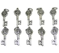 GTBITALY 60.424.30 001 Chiavi di San Benedetto Argento da 2,5 cm con Anello esorcista esorcismo Lotto Stock da 10 Pezzi per Braccialetti