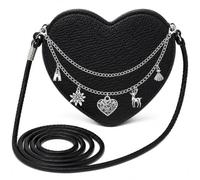 GTCIXEQ Borsa in feltro a forma di cuore ricamata stella alpina per donna, piccola borsa a tracolla 120 cm, borsa festa nera 19x15x4 cm, accessorio costume carnevale matrimonio spettacolo