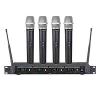 GTD Audio 4 microfoni senza fili portatili senza fili, ideale per chiesa, karaoke, dj party, portata fino a 91,4 m,