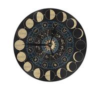 GTDEALS Orologio da parete con fasi lunari, sole, zodiaco, astrologia, silenzioso, senza ticchettio, rotondo, orologio da parete per bagno e cucina, 25,4 cm