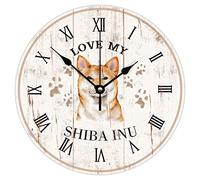 GTDEALS Orologio da parete Shiba Inu senza ticchettio - Love My Dog Orologi da parete per cucina, ufficio, camera da letto, orologio decorativo da appendere 30,5 cm