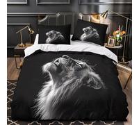 GTDKSUEVG Leone Roar Set Di Copripiumino morbida microfibra 3 Pezzi stampa di 3D con federa Wild Animal Set Di Copripiumino con federa per cuscini traspirante for ragazzi Double（200x200cm）