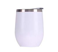 Gteller 12 oz bicchiere di vino in acciaio inossidabile senza stelo con coperchio, doppia parete isolato tazza da viaggio perfetto per vino, caffè, bevande, champagne, cocktail (bianco)