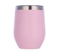Gteller 12 oz bicchiere di vino in acciaio inossidabile senza stelo con coperchio, doppia parete isolato tazza da viaggio perfetto per vino, caffè, bevande, champagne, cocktail (rosa)