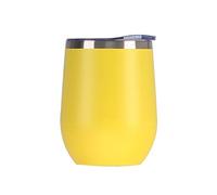 Gteller 12 oz bicchiere di vino in acciaio inossidabile senza stelo con coperchio, doppia parete isolato tazza da viaggio Perfetto per vino, caffè, bevande, champagne, cocktail (giallo)