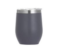 Gteller 12 oz bicchiere di vino in acciaio inossidabile senza stelo con coperchio, doppia parete isolato tazza da viaggio perfetto per vino, caffè, bevande, champagne, cocktail (grigio)