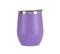 Gteller 12 oz bicchiere di vino in acciaio inossidabile senza stelo con coperchio, doppia parete isolato tazza da viaggio perfetto per vino, caffè, bevande, champagne, cocktail (viola)