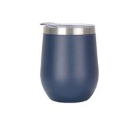 Gteller 12 oz in acciaio inossidabile bicchiere di vino senza stelo con coperchio, doppia parete isolato tazza da viaggio perfetto per vino, caffè, bevande, champagne, cocktail (blu)