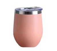 Gteller 12 oz in acciaio inossidabile Bicchieri senza stelo con coperchio, doppia parete isolato tazza da viaggio Perfetto per vino, caffè, bevande, champagne, cocktail (rosa Indy)