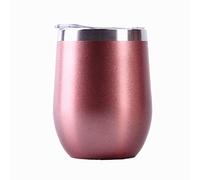 Gteller 12 oz in acciaio inossidabile Bicchieri senza stelo con coperchio, doppia parete isolato tazza da viaggio Perfetto per vino, caffè, bevande, champagne, cocktail (oro)