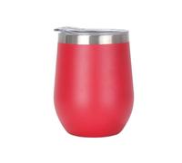 Gteller 12 oz in acciaio inossidabile Bicchieri senza stelo con coperchio, doppia parete isolato tazza da viaggio Perfetto per vino, caffè, bevande, champagne, cocktail (rosso)