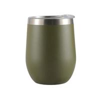Gteller 12 oz in acciaio inossidabile Bicchieri senza stelo con coperchio, doppia parete isolato tazza da viaggio Perfetto per vino, caffè, bevande, champagne, cocktail (verde oliva)