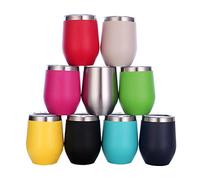 Gteller 12 oz in acciaio inossidabile Bicchieri senza stelo con coperchio, doppia parete isolato tazza da viaggio Perfetto per vino, caffè, bevande, champagne, cocktail (verde)