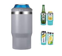 Gteller 4 in 1 in acciaio inox lattina/bottiglia isolante, 396,9 g coperchi bidirezionali SUS isolati lattina, porta bottiglia di birra (grigio)
