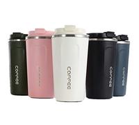 Gteller - Tazza da viaggio in acciaio inossidabile, bicchiere termico a doppia parete con coperchio (bianco, 500 ml)