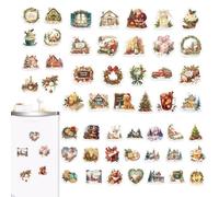GTFYUDGH Adesivi Natale Per Scrapbooking - 100 Pezzi Decorazioni Natalizie - Autoadesivi Decorativi Con Casa Alce E Pupazzo Di Neve - Telefono Borraccia Valigia Skateboard Favors Feste Classe Ragazze