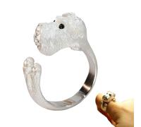 GTFYUDGH Anello Cucciolo Handmade | Anello Avvolgidito Aperto con Cagnolino - Gioielli Per Donne Bambine Adolescenti Colleghe Amiche Moglie Figlia Nonna | Giovane Famiglia Figlia Nipote Nonna