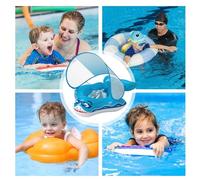 GTFYUDGH Ciambella Gonfiabile per Bambini - Giocattolo Impermeabile con Tettuccia per Piscina | Anello con Protezione UV e Ombreggiatura a Forma di Squalo Divertente per Bambini Maschi per il Nuoto in
