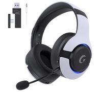 Gtheos Cuffie da gioco wireless per ps5, ps4, Elden Ring, PC, Mac, Switch, cuffie da gioco Bluetooth 5.3 con microfono a cancellazione del rumore, batteria 45H, luce RGB, bianco