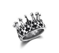 GTHIC Acciaio Inossidabile Kingdom Crowns Anelli per Donna Uomo Punk Queen Knight Anelli Prepotenti Oro Giallo Nero Argento Tono Anelli Dichiarazione Gioielli Gotici, Taglia 12