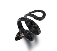 GTHIC Anelli di serpente per uomo Donna Anello di serpente cobra vintage gotico a spirale Anello di serpente stile punk Anello di serpente animale Regalo di gioielli Nero Taglia 10
