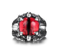 GTHIC Anello gotico malocchio in acciaio inossidabile per uomo donna Punk Dragon Claw Biker Anelli regalo gioielli rosso taglia 10