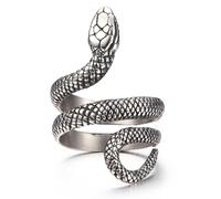 GTHIC Anello Serpente Gotico Vintage a Spirale Cobra Stile Punk Animale Gioielli Regalo in Argento Nero Taglia 5-15