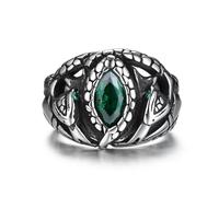GTHIC Anello serpente in acciaio inossidabile Gioielli animali serpente zircone verde gotico per uomo Donna Taglia 8