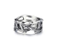 GTHIC Gesù Corona di Spine Anelli Anelli Cristiani Vintage per Uomo Donna Ramo di Vite Anello di Filo Spinato Argento Anello Portafortuna Gioielli Regalo Taglia 13