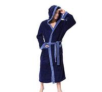 GTHTTT Accappatoio Uomo Spugna con Cappuccio Camicia da Notte da Uomo A Maniche Lunghe, con Tasca sul Petto Nightshirt Short Sleeves Sleep Shirt (Blue,5XL)