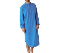 GTHTTT Uomo Camicia da Notte Abito da Sera con Pulsante Comodo Traspirante Pigiami Lunghezza del Ginocchio Camicia da Notte in Popeline Leggero (2XL,Blue)
