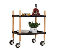 GTHTUHFD Carrelli Portaoggetti Mobili, Carrelli Portaoggetti da Cucina, Carrello per Hotel A 2 Livelli, Carrello per Vino, Portaoggetti, Carrello da Pranzo per Comodino/Nero/Gran,Black-Large