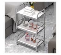 GTHTUHFD Carrello A 3 Ripiani con Ruote per Salone di Bellezza - Supporto Mobile per Spa con Telaio E Ruote in Acciaio, Colore Oro. Perfetto per Estetiste E Professionis,Silver-One Size