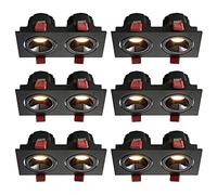 GTHTUHFD Confezione da 6 Faretti LED da Incasso Senza Alloggiamento, Neri, A Doppia Testa, per Soffitto, 7W, 12W, Faretti Rettangolari Antiriflesso, con 3 Temperature di col,12w-4000k