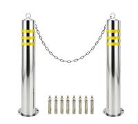 GTHTUHFD Dissuasore di Sicurezza in Acciaio Inox con Catena E Striscia Riflettente per La Sicurezza dei Parcheggi.,2pcs-100x13cm/39.3x5.1in