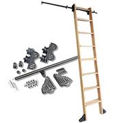 GTHTUHFD Kit di Ferramenta per Scala Retrattile, Binario per Scala Scorrevole per Biblioteca, Binari Mobili in Tubo Tondo d'Acciaio per Casa/Interni/Soffitta,6.6ft/200cm Track Kit