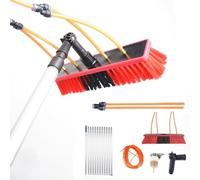 GTHTUHFD Kit di Spazzole Telescopiche per La Pulizia di Pannelli Solari - Asta Estensibile E Pulitore per Finestre con Alimentazione Ad Acqua, 8 Aste E Testina A Spazzola da,55brush Head-9poles