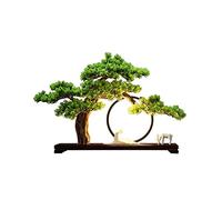 GTHTUHFD Piante in Vaso Simulate, Albero Bonsai, Bonsai Artificiale, Decorazione Zen, Benvenuto Simulato, Abete, Fiore in Ceramica Bianca, Forma di Cervo