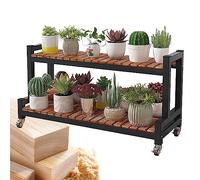 GTHTUHFD Supporto per Piante in Metallo A 2/3 Livelli con Ruote, per Interni/Esterni, Scaffale per Fiori Salvaspazio, Versatile, Elegante Complemento D'Arredo per La CAS,Black-a-2 Tier 100cm