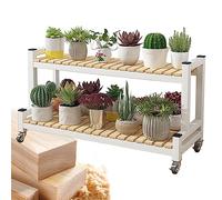 GTHTUHFD Supporto per Piante in Metallo A 2/3 Livelli con Ruote, per Interni/Esterni, Scaffale per Fiori Salvaspazio, Versatile, Elegante Complemento D'Arredo per La CAS,White-b-2 Tier 100cm