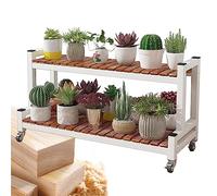 GTHTUHFD Supporto per Piante in Metallo A 2/3 Livelli con Ruote, per Interni/Esterni, Scaffale per Fiori Salvaspazio, Versatile, Elegante Complemento D'Arredo per La CAS,White-a-2 Tier 120cm