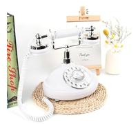 GTHTUHFD Telefono per Matrimoni con Audio retrò E Composizione Rotativa: Registra Messaggi Vocali Personalizzati per Eventi E Feste, Scheda SD da 8 GB.,White-25 * 21 * 14cm