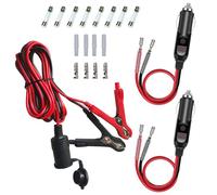 GTIWUNG 1 Pezzo Auto Accendisigari Adattatore con 2 Clip Crocodile, 3.1M 16AWG Cavo Prolunga Accendisigari 12V/24V con Clip a Coccodrillo + 2pz Maschio Presa Accendisigari Adattatore con 15CM Cavo
