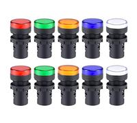 GTIWUNG 10 Pezzi 22mm LED Indicatore Luci 12V-24V 20mA, LED Luce di Segnalazione Pilota, Indicatore del Pannello(Rosso/Giallo/Blu/Verde/Bianco, Ogni Colore 2 pezzi)