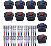 GTIWUNG 10 Pezzi LED Interruttore Bilanciere, Interruttore On-off con 16AWG Fili, DC 12V 20A Rotondo Illuminato Pulsante Interruttore con 2 Colori di LED per Auto, Barca, Camion, Rimorchio