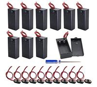 GTIWUNG 10 Pezzi Portabatterie 9V, Scatola Porta Batteria da 9V, Custodia per Batterie in Plastica con Interruttore ON/OFF, 10 x Supporto Connettore Clip per Batteria 9V con 15cm cavo (Nero)
