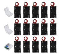 GTIWUNG 15 Pezzi AA Portabatterie due Posti 3V aa Battery Holder Batteries Case con Cavi, Porta Pile 2aa, Titolare Caso Batteria, 3 Pezzi Custodia Batteria in Plastica Trasparente
